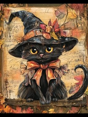 Custom Fridge Magnet Black Cat Halloween